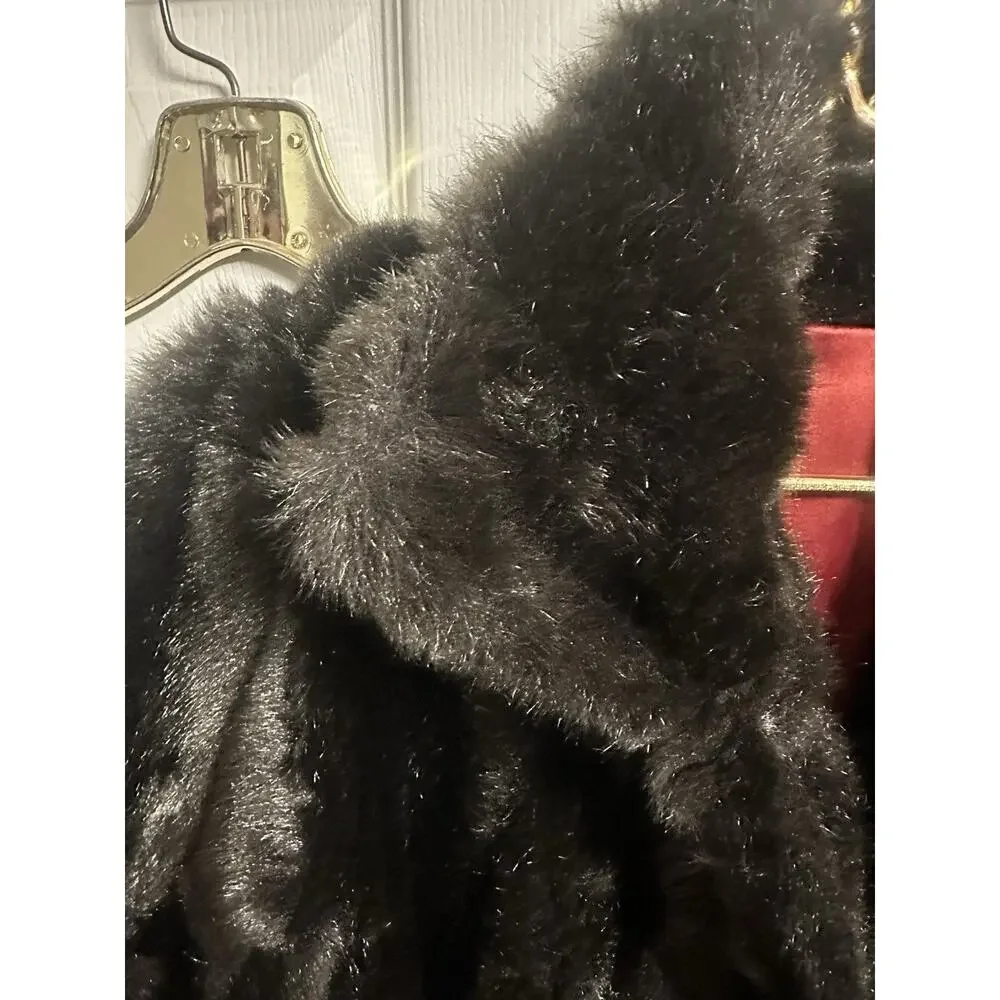 VNT 70s 90s Passport Plush Faux Fox Rabbit Fur Short Jacket Sm 10 Mob Satin 36w - Picture 10 of 15